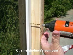 Drill Pilot Hole in Porch Screen Panel Frame