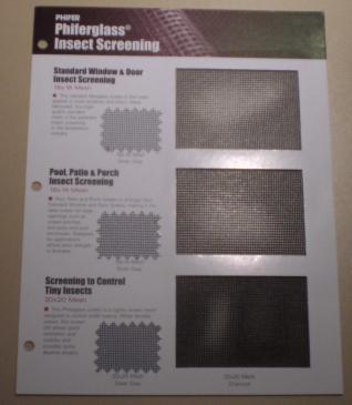 Fiberglass Insect Screening Samples