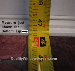 Measure Bottom Solar Screen Lip